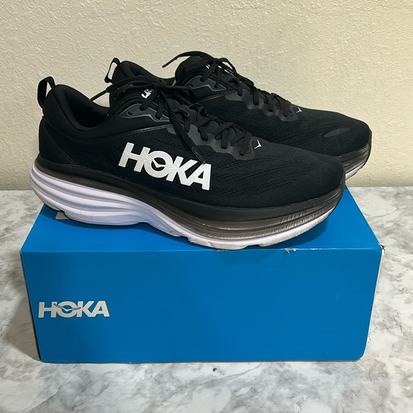 Hoka Other - HOKA MENS ATHLETIC SHOES BONDI 8 WIDE BLACK AND WHITE SIZE 14 W